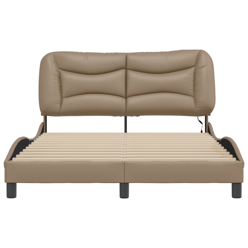 Cadre de lit avec LED sans matelas cappuccino 140x190 cm