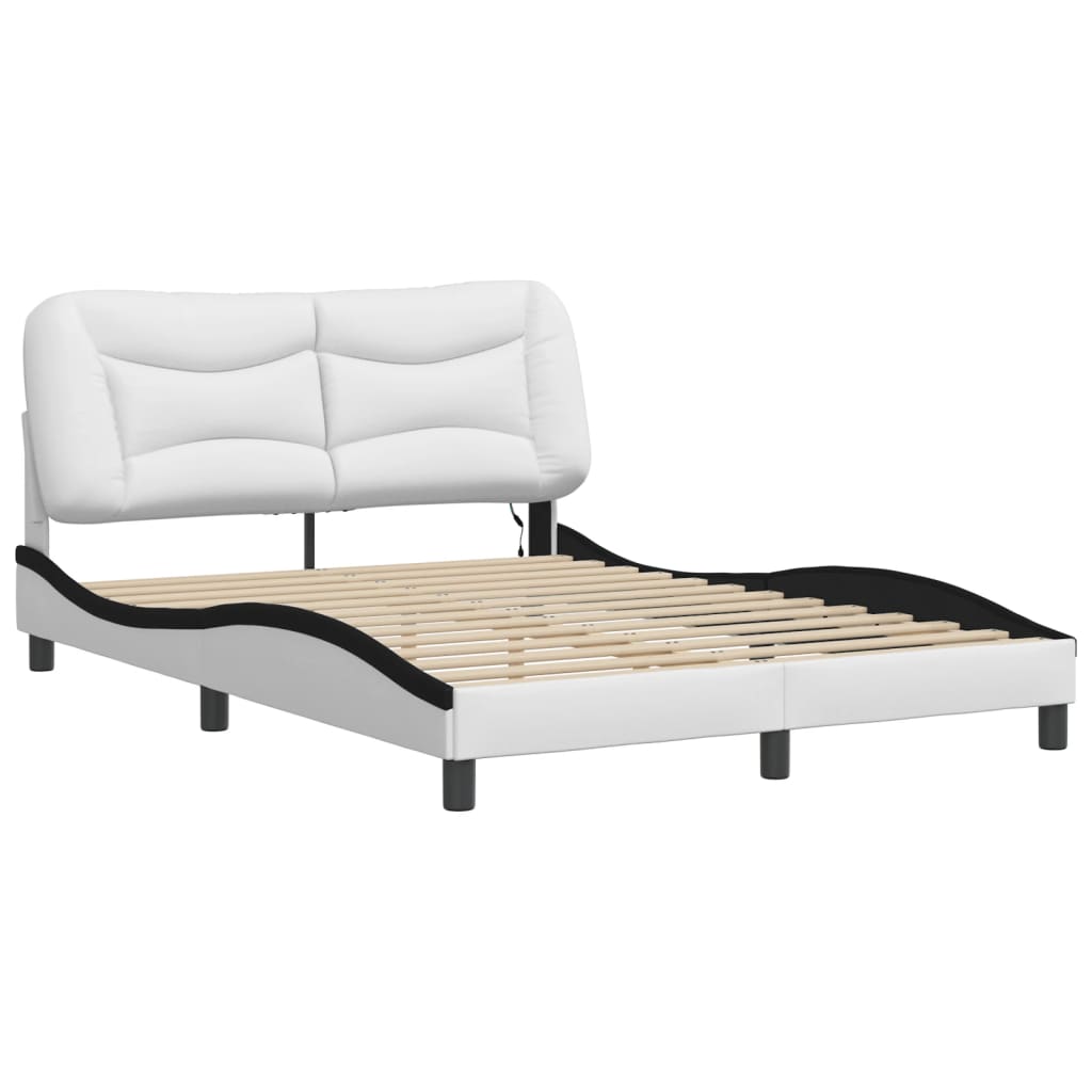 Cadre de lit avec LED sans matelas blanc et noir 140x190 cm