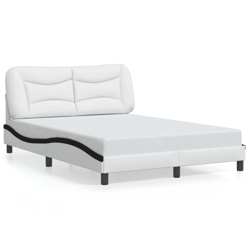 Cadre de lit avec LED sans matelas blanc et noir 140x190 cm