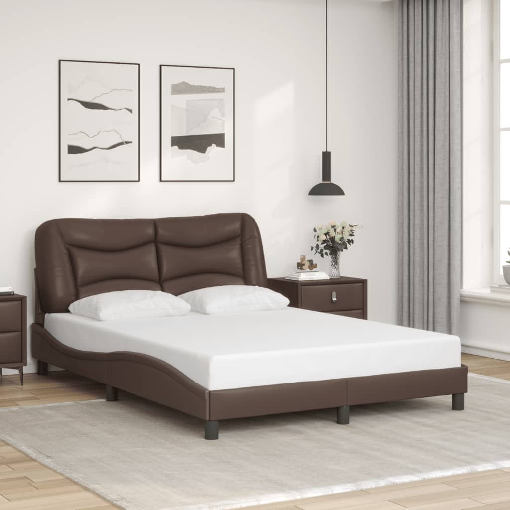 Cadre de lit avec LED sans matelas marron 140x200 cm