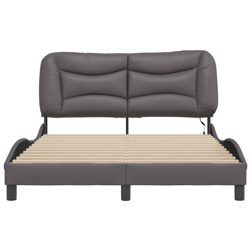 Cadre de lit avec LED sans matelas gris 140x200 cm