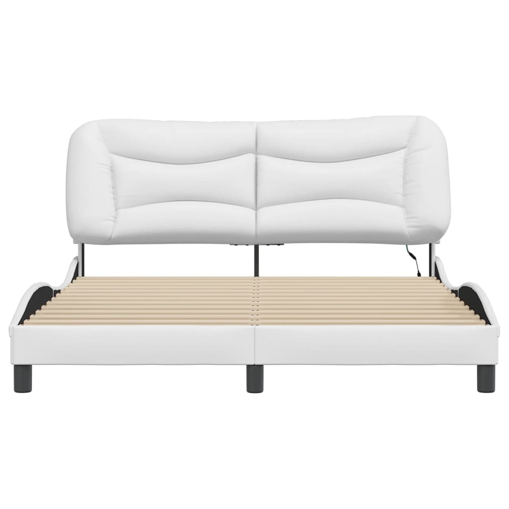 Cadre de lit avec LED sans matelas blanc 160x200 cm