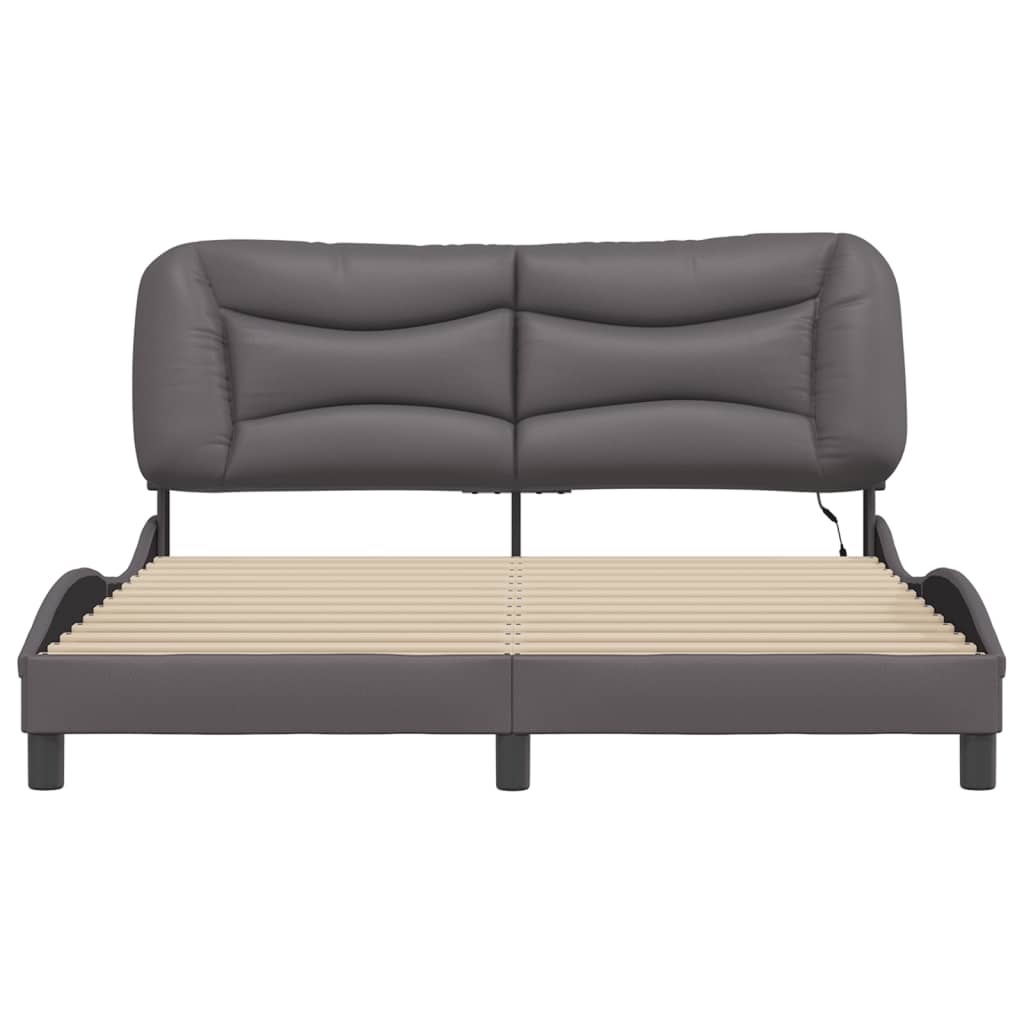 Cadre de lit avec LED sans matelas gris 160x200 cm