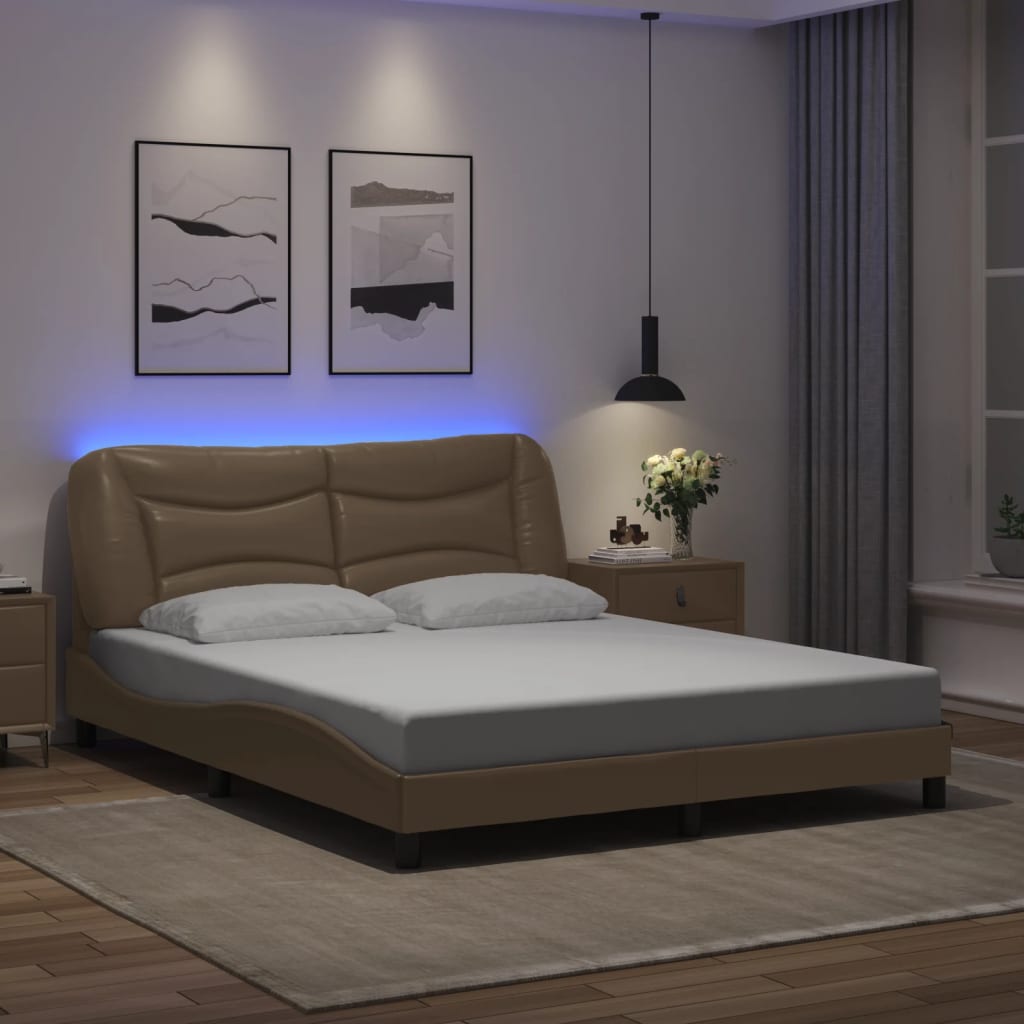 Cadre de lit avec LED sans matelas cappuccino 160x200 cm