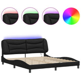 Bed frame with LED without mattress black 180x200 cm