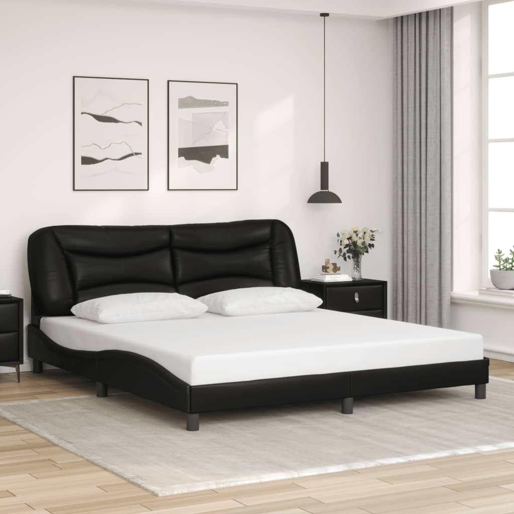 Bed frame with LED without mattress black 180x200 cm