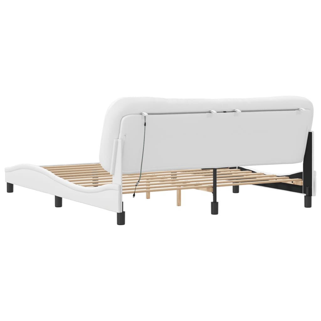 Cadre de lit avec LED sans matelas blanc 180x200 cm