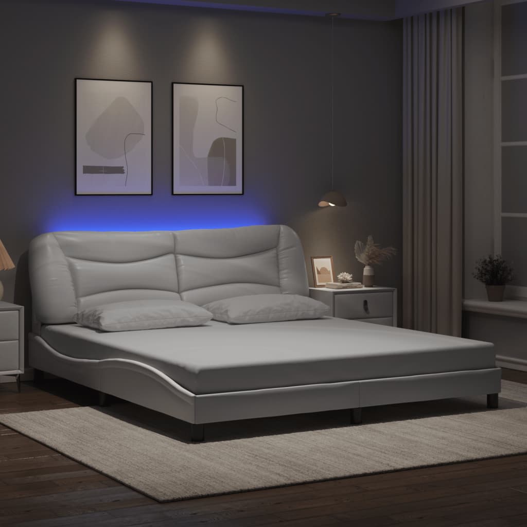 Cadre de lit avec LED sans matelas blanc 180x200 cm