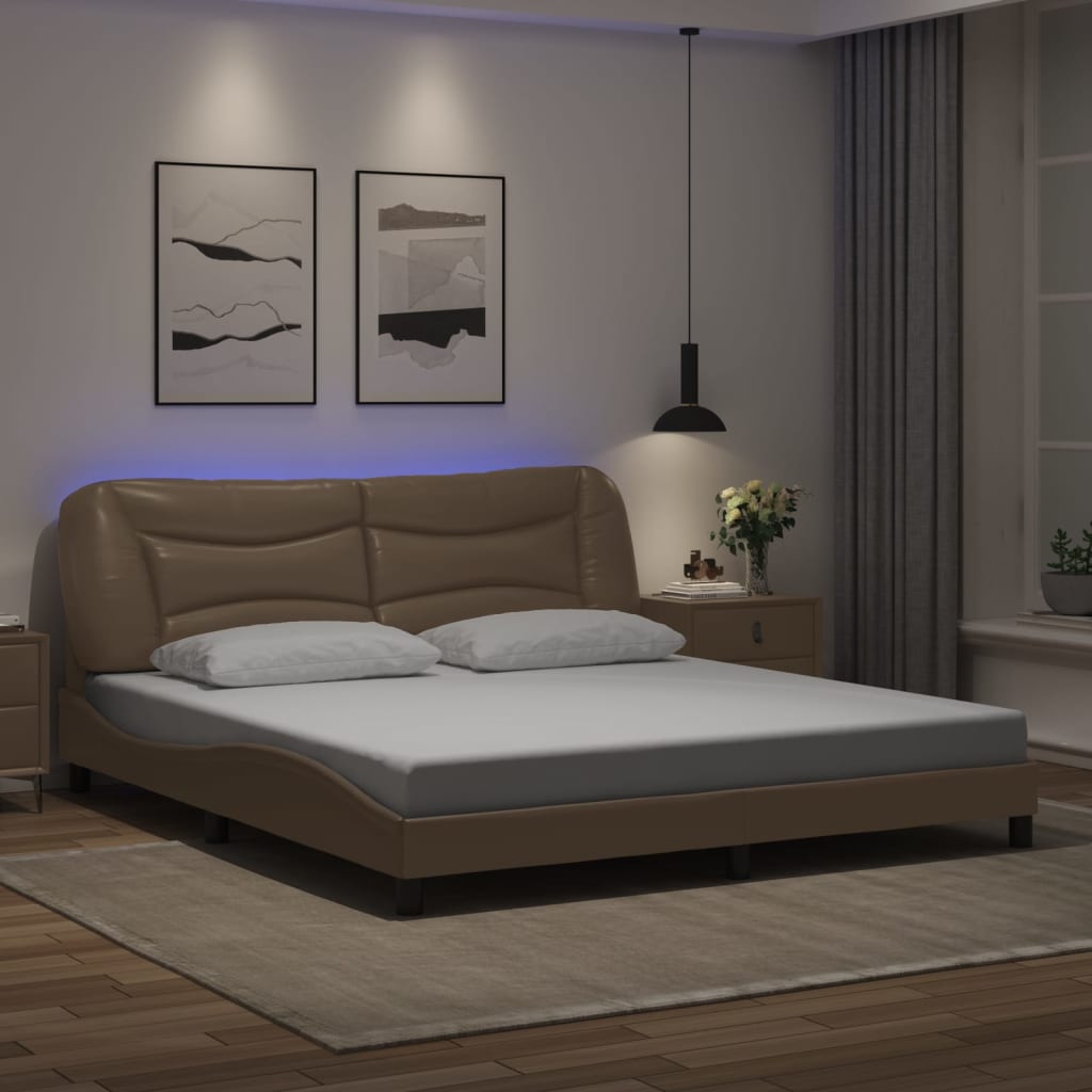 Cadre de lit avec LED sans matelas cappuccino 180x200 cm