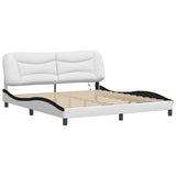 Bed frame with LED without mattress white and black 180x200 cm