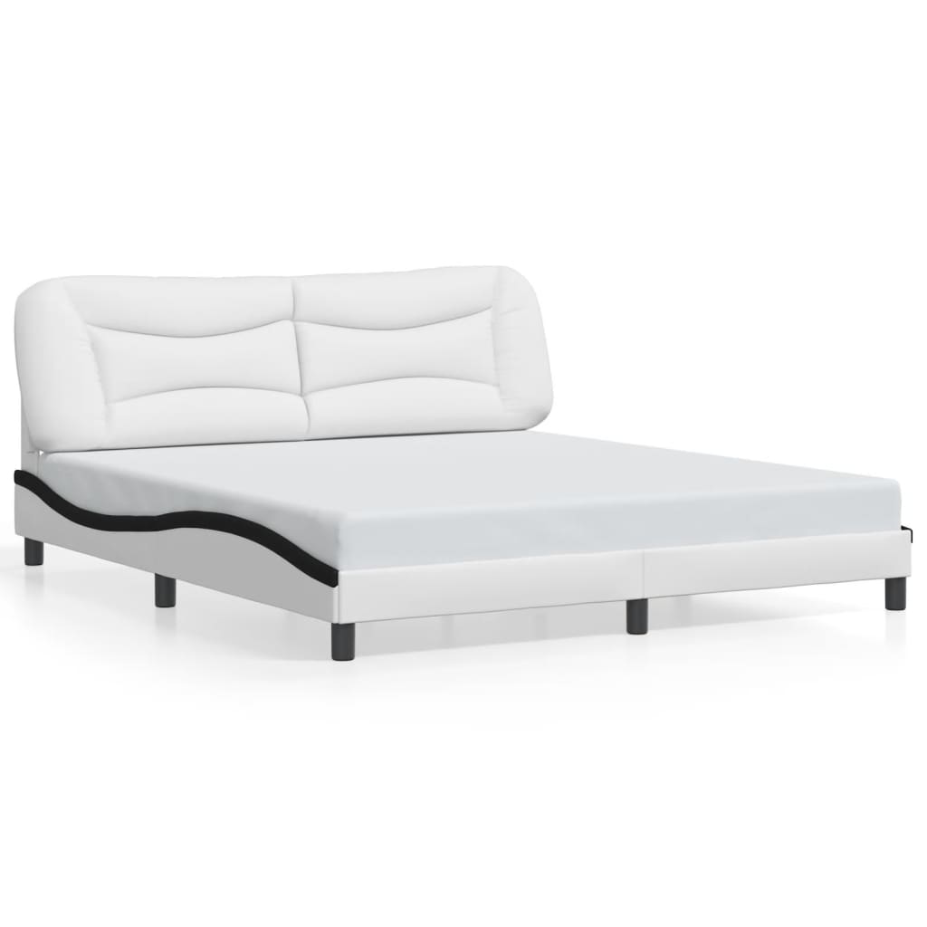 Bed frame with LED without mattress white and black 180x200 cm