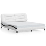 Bed frame with LED without mattress white and black 180x200 cm