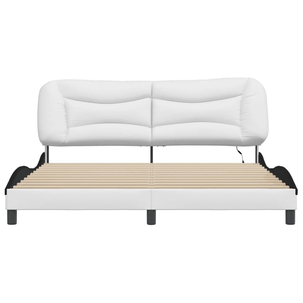 Bed frame with LED without mattress white and black 180x200 cm