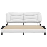 Bed frame with LED without mattress white and black 180x200 cm