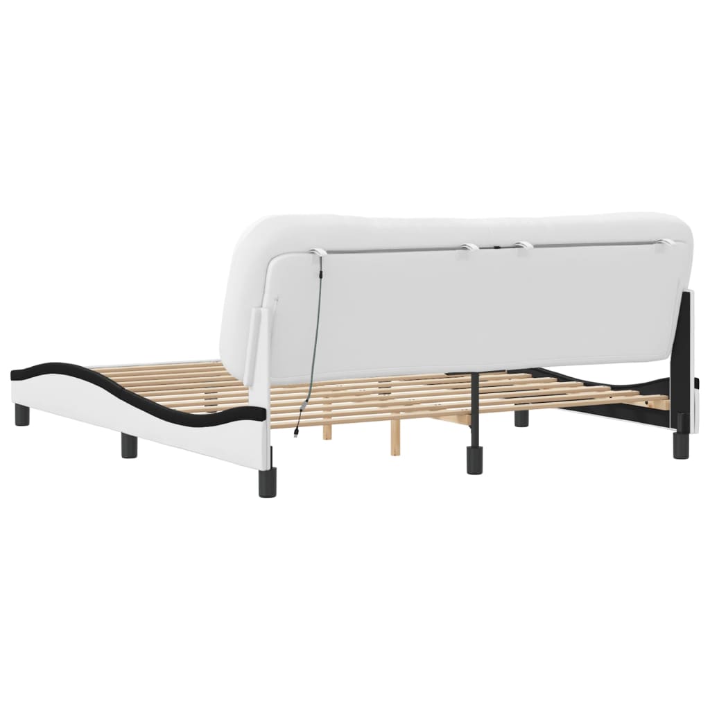 Bed frame with LED without mattress white and black 180x200 cm