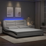 Bed frame with LED without mattress white and black 180x200 cm