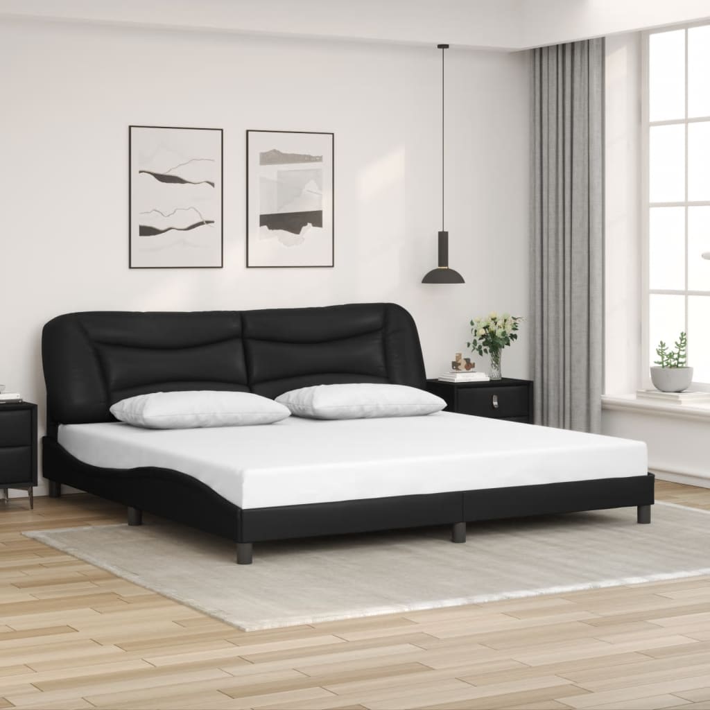 Cadre de lit avec LED sans matelas noir 200x200 cm