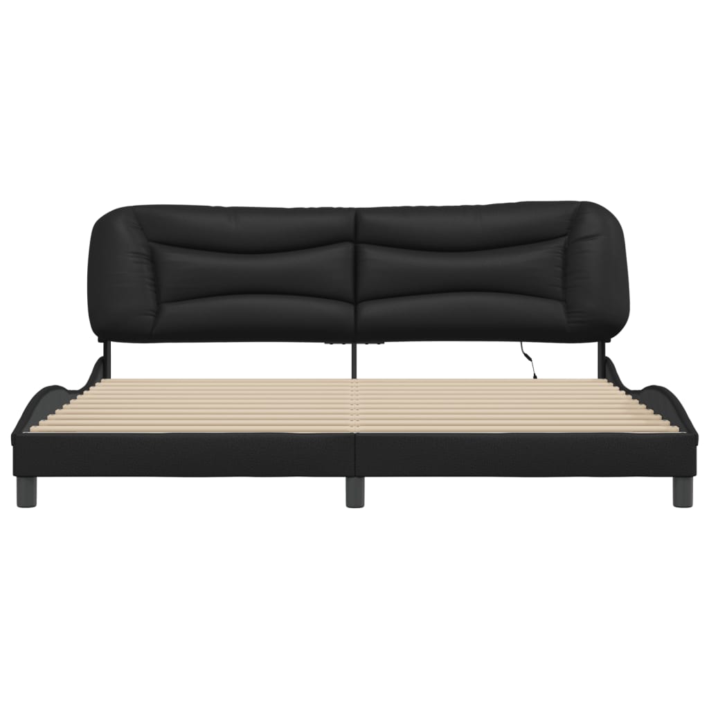 Cadre de lit avec LED sans matelas noir 200x200 cm