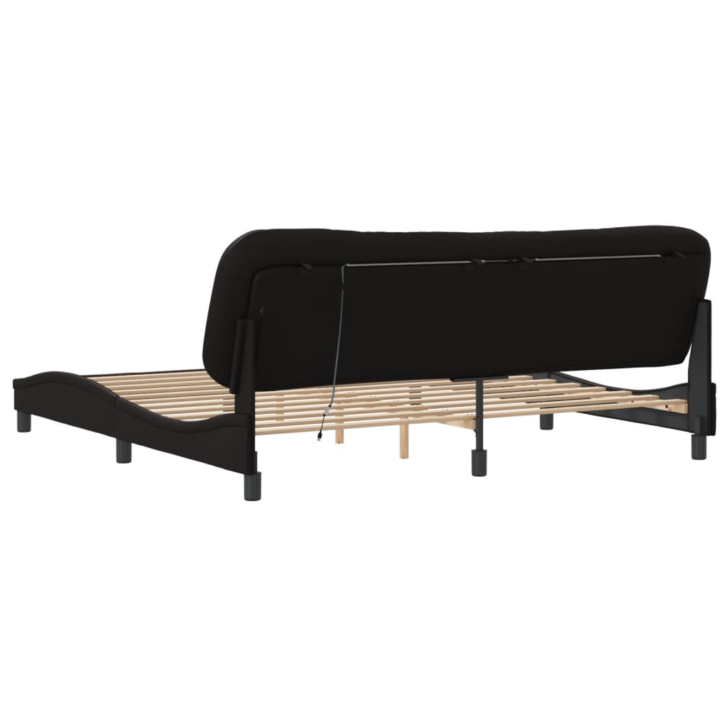 Cadre de lit avec LED sans matelas noir 200x200 cm