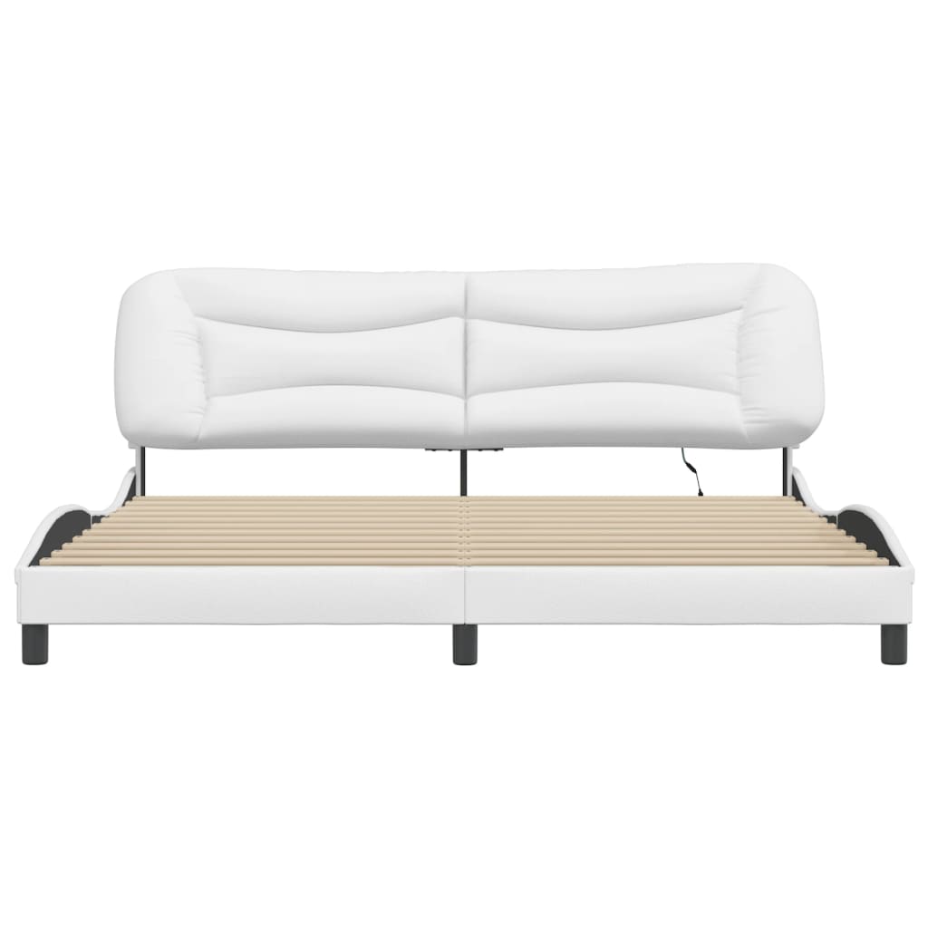 Cadre de lit avec LED sans matelas blanc 200x200 cm