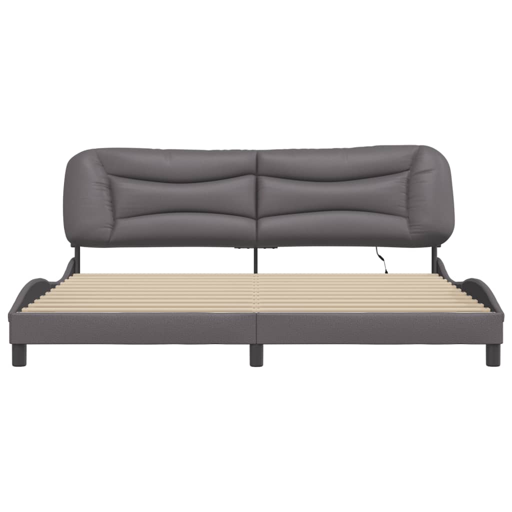 Cadre de lit avec LED sans matelas gris 200x200 cm