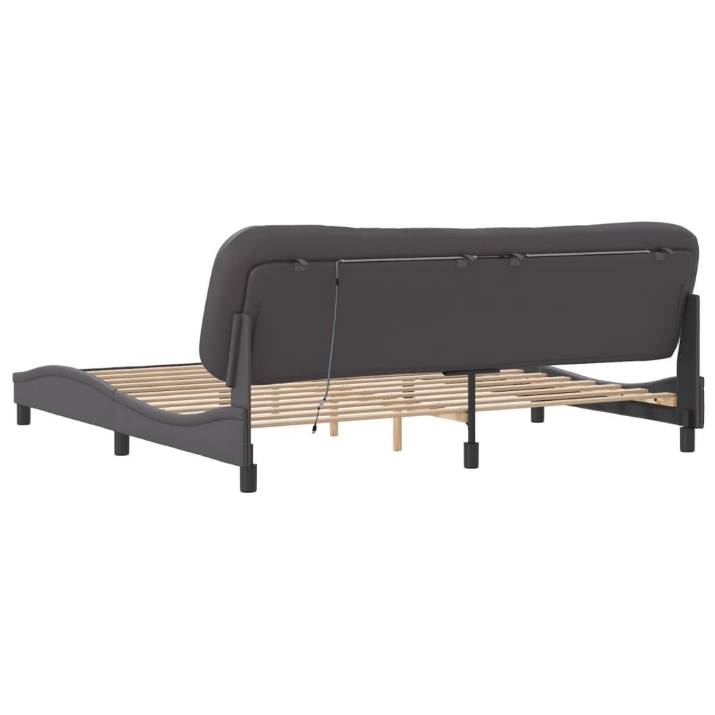 Cadre de lit avec LED sans matelas gris 200x200 cm