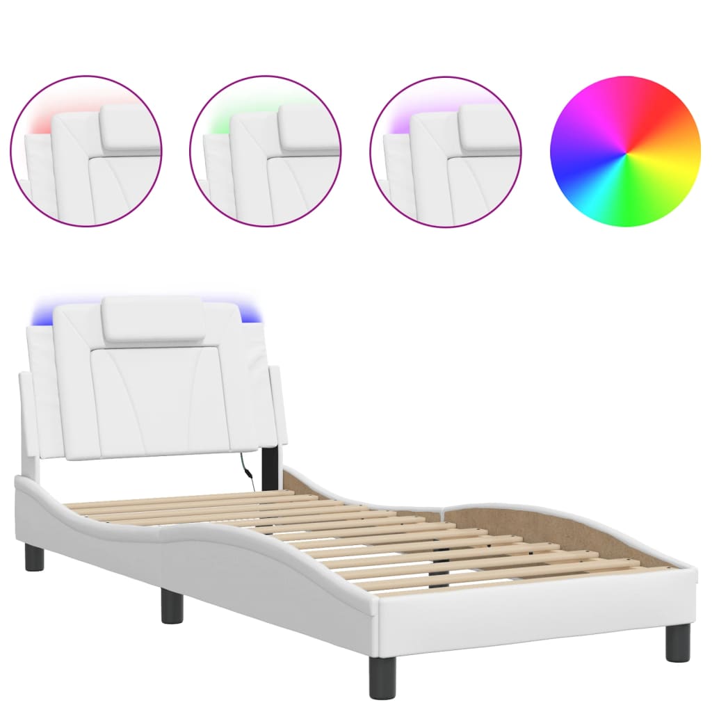 Cadre de lit avec LED sans matelas blanc 80x200 cm