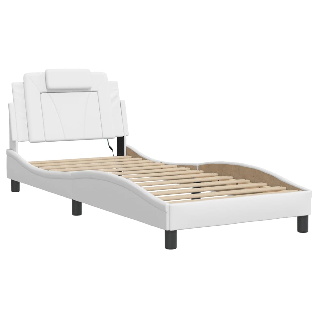 Cadre de lit avec LED sans matelas blanc 80x200 cm