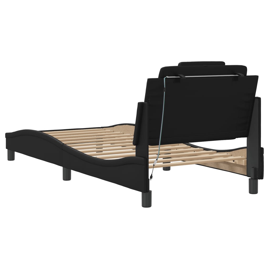 Cadre de lit avec LED sans matelas noir 90x190 cm