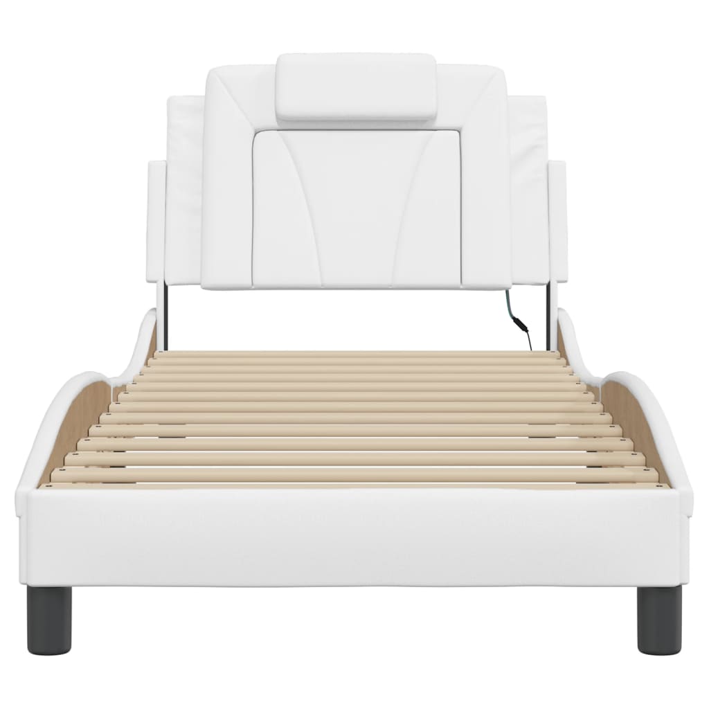 Cadre de lit avec LED sans matelas blanc 90x190 cm