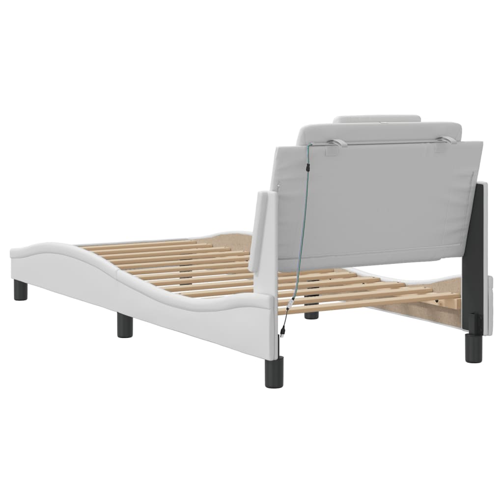 Cadre de lit avec LED sans matelas blanc 90x190 cm