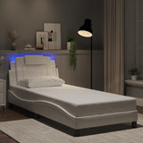 Cadre de lit avec LED sans matelas blanc 90x190 cm