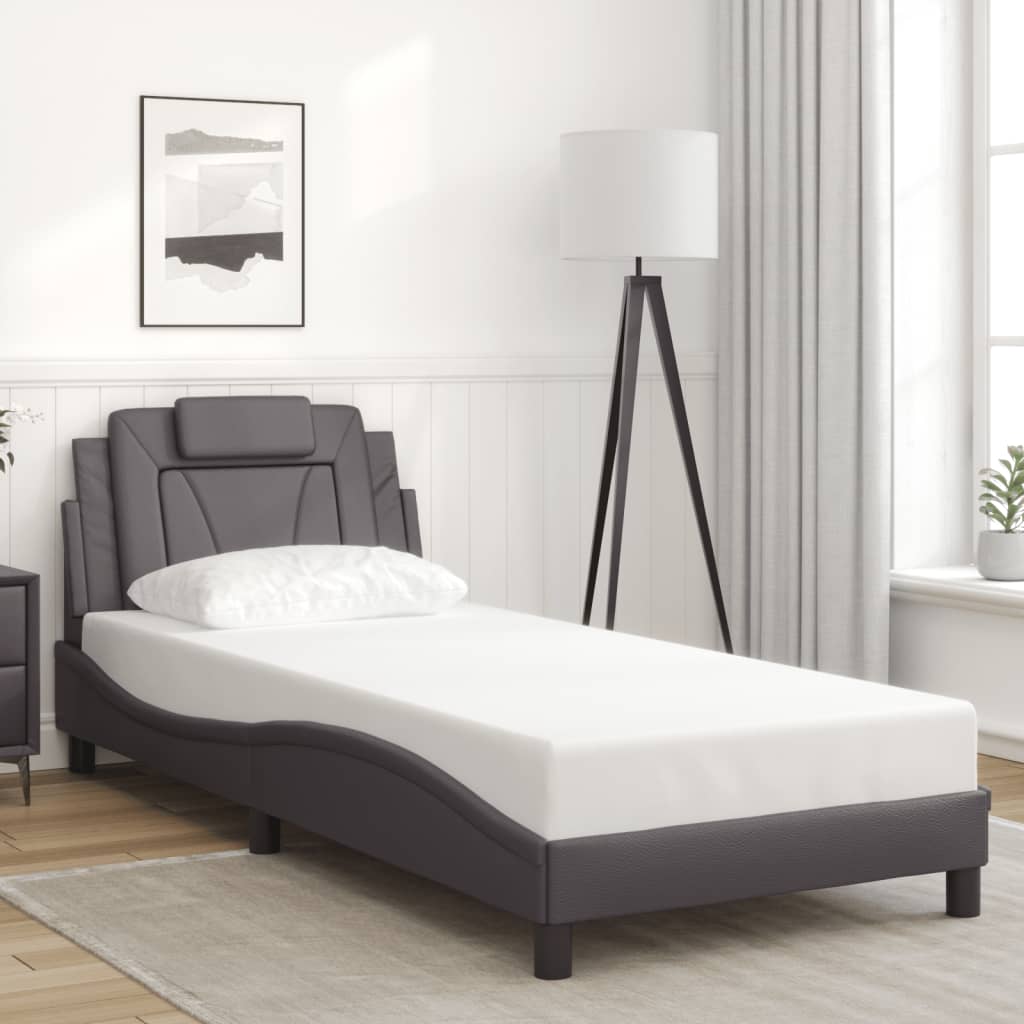 Cadre de lit avec LED sans matelas gris 90x190 cm