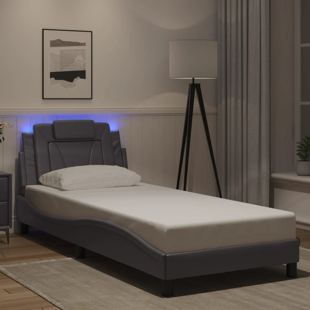 Cadre de lit avec LED sans matelas gris 90x190 cm