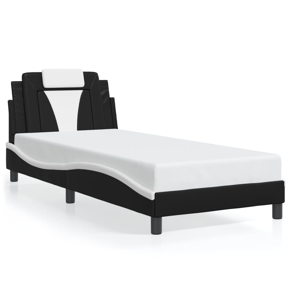 Cadre de lit avec LED sans matelas noir et blanc 90x190 cm