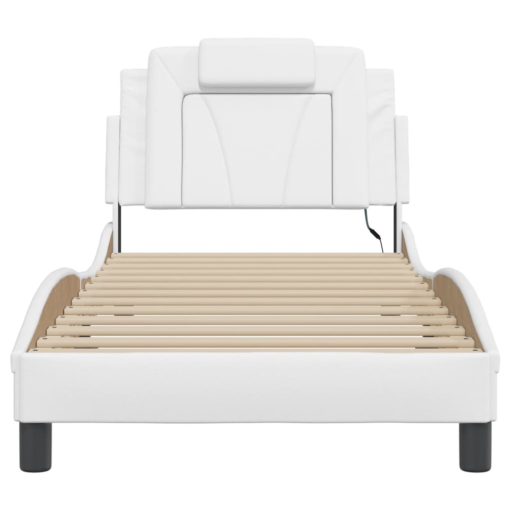 Cadre de lit avec LED sans matelas blanc 90x200 cm