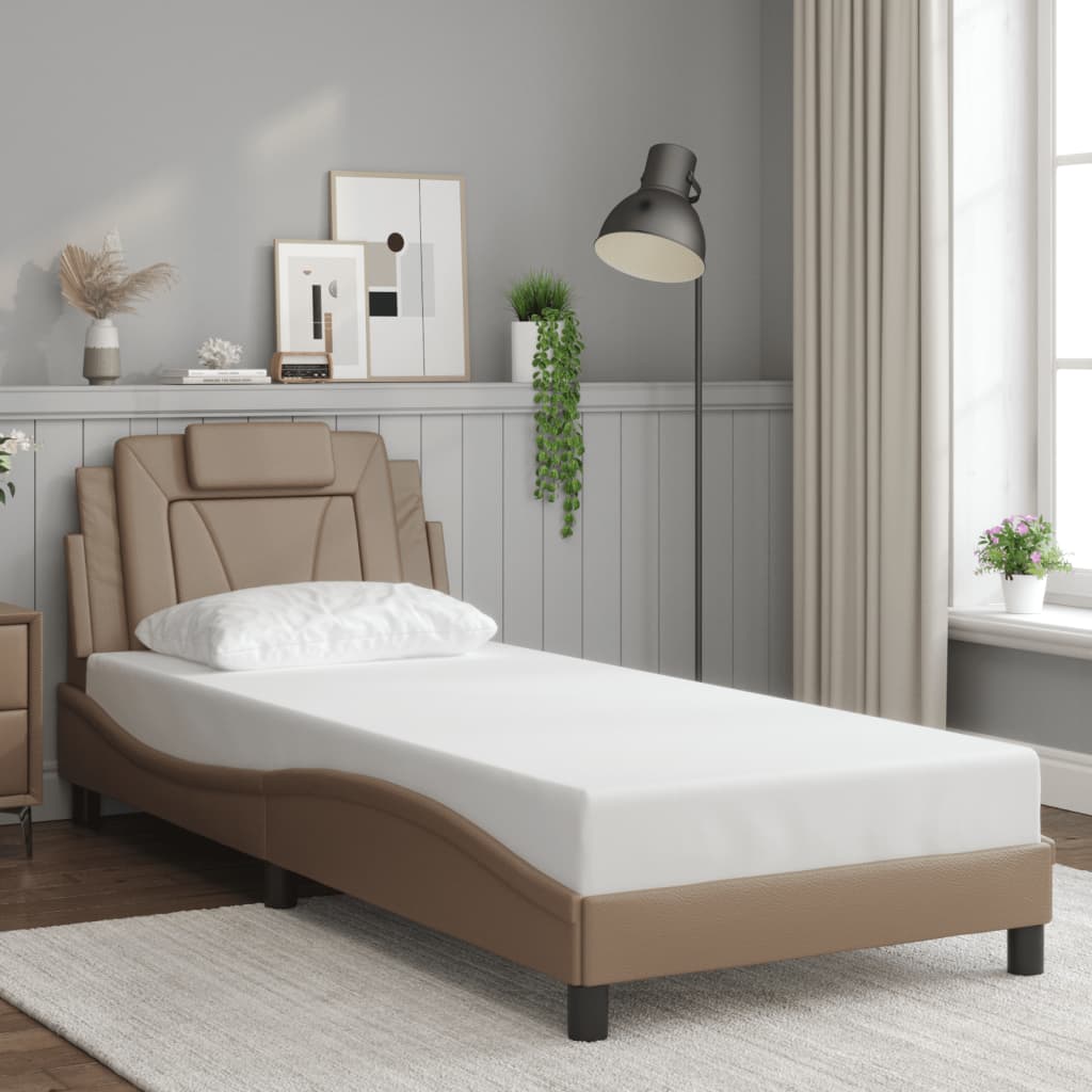 Cadre de lit avec LED sans matelas cappuccino 90x200 cm