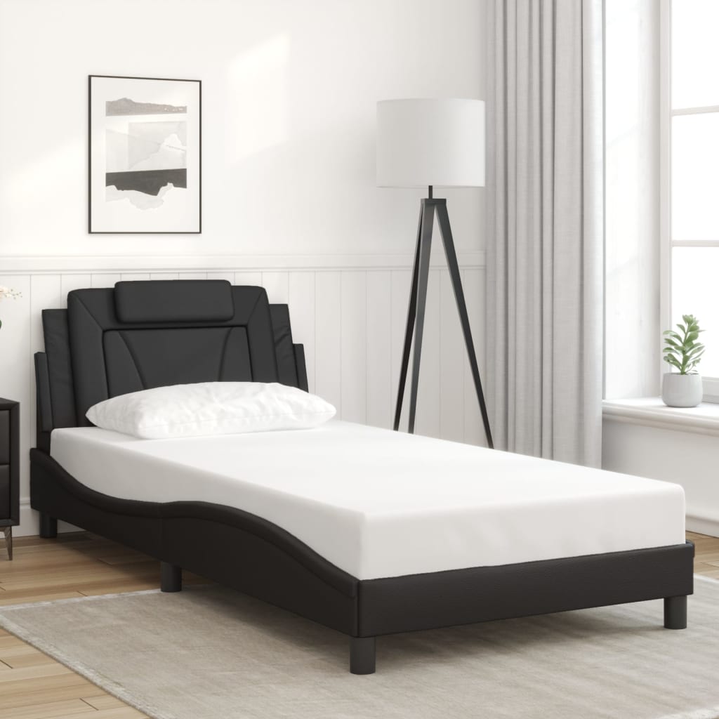 Cadre de lit avec LED sans matelas noir 100x200 cm