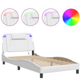 Cadre de lit avec LED sans matelas blanc 100x200 cm