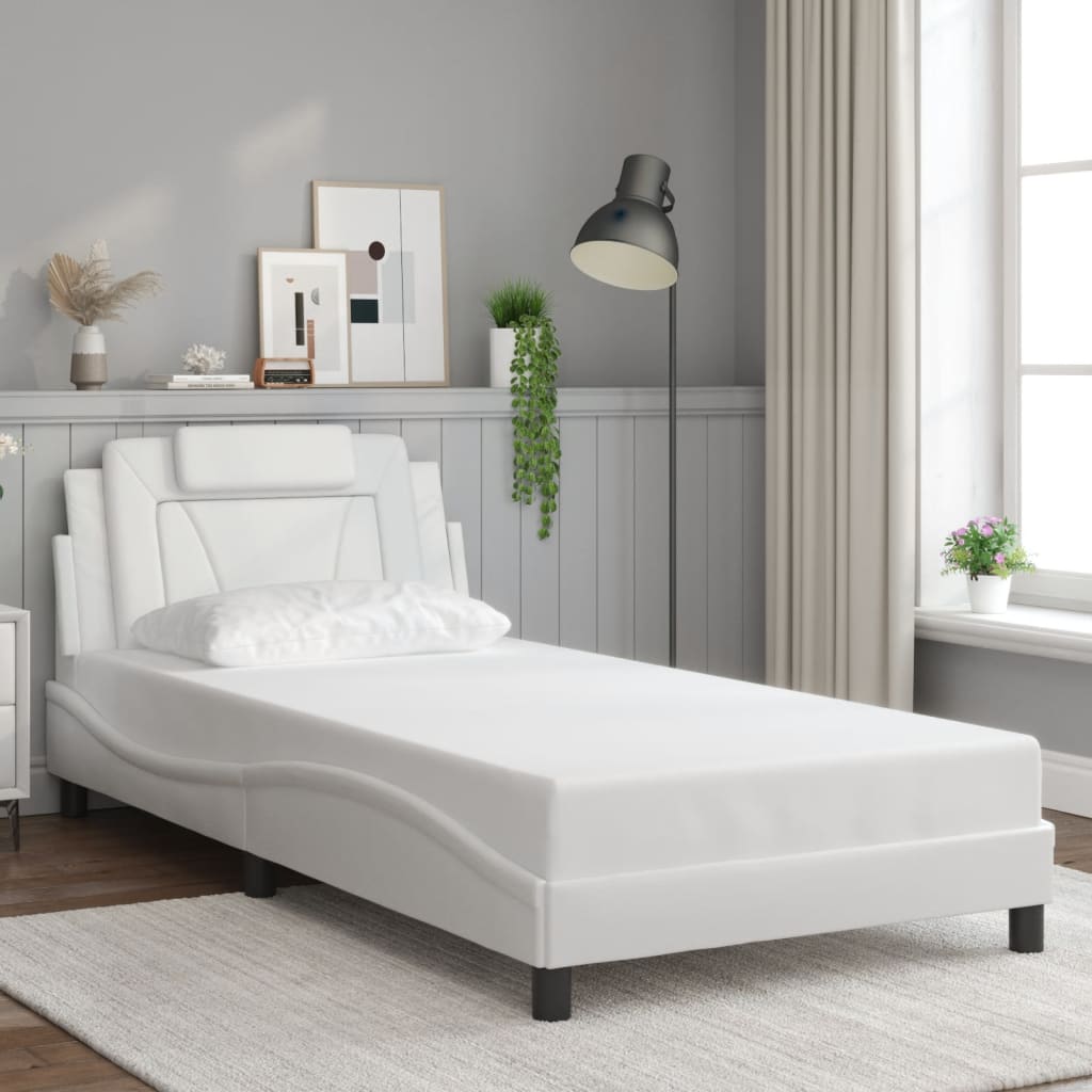 Cadre de lit avec LED sans matelas blanc 100x200 cm