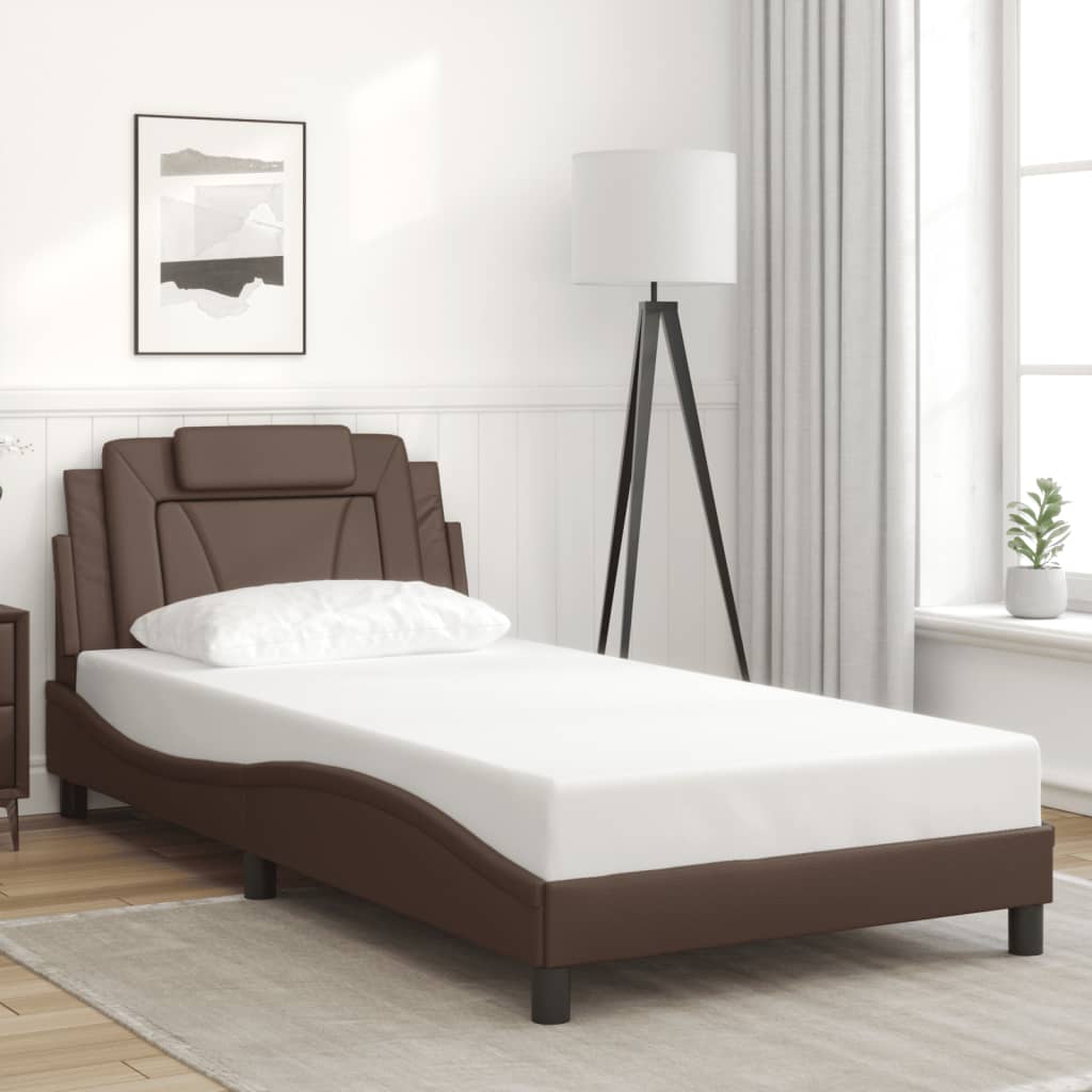 Cadre de lit avec LED sans matelas marron 100x200 cm