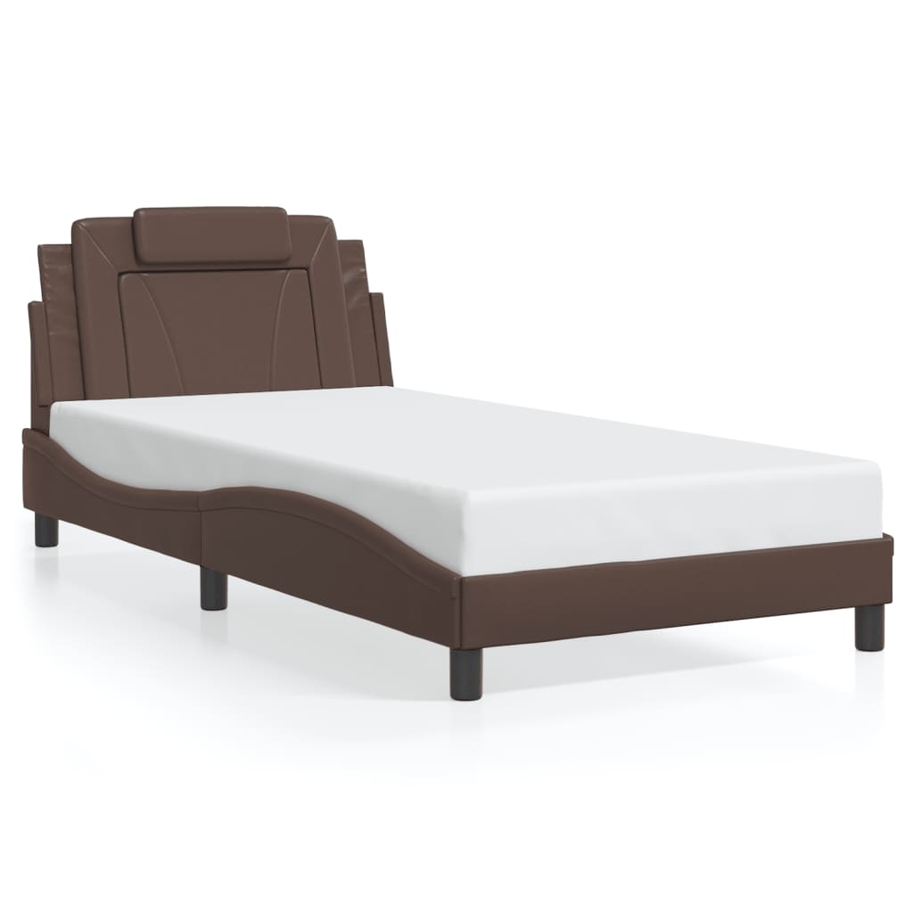 Cadre de lit avec LED sans matelas marron 100x200 cm