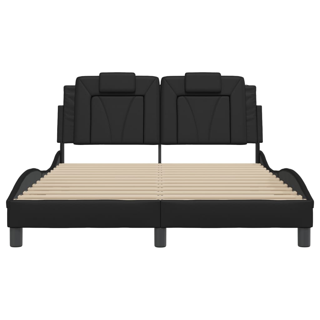 Bed frame with LED without mattress black 140x190 cm