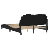 Bed frame with LED without mattress black 140x190 cm