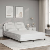 Bed frame with LED without mattress white 140x190 cm