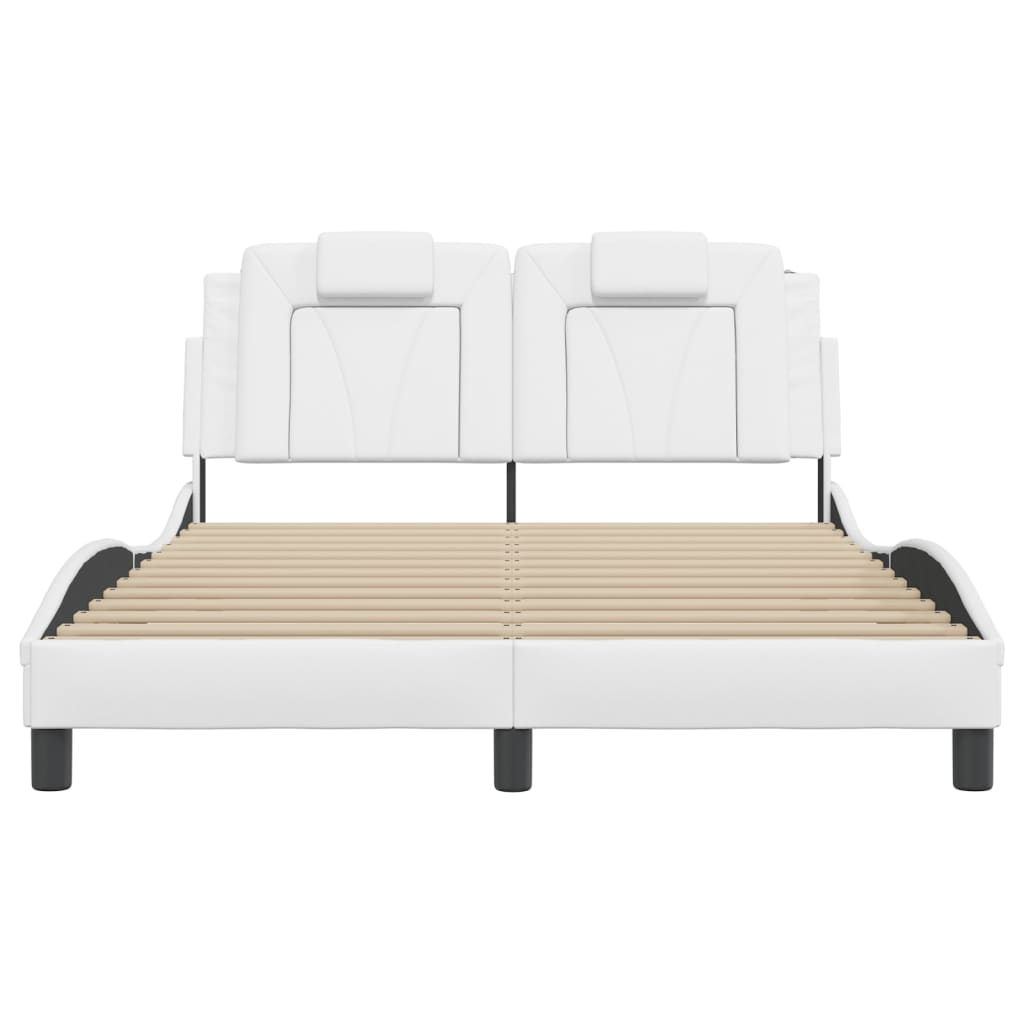 Bed frame with LED without mattress white 140x190 cm