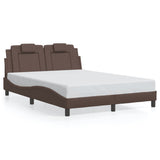 Cadre de lit avec LED sans matelas marron 140x190 cm