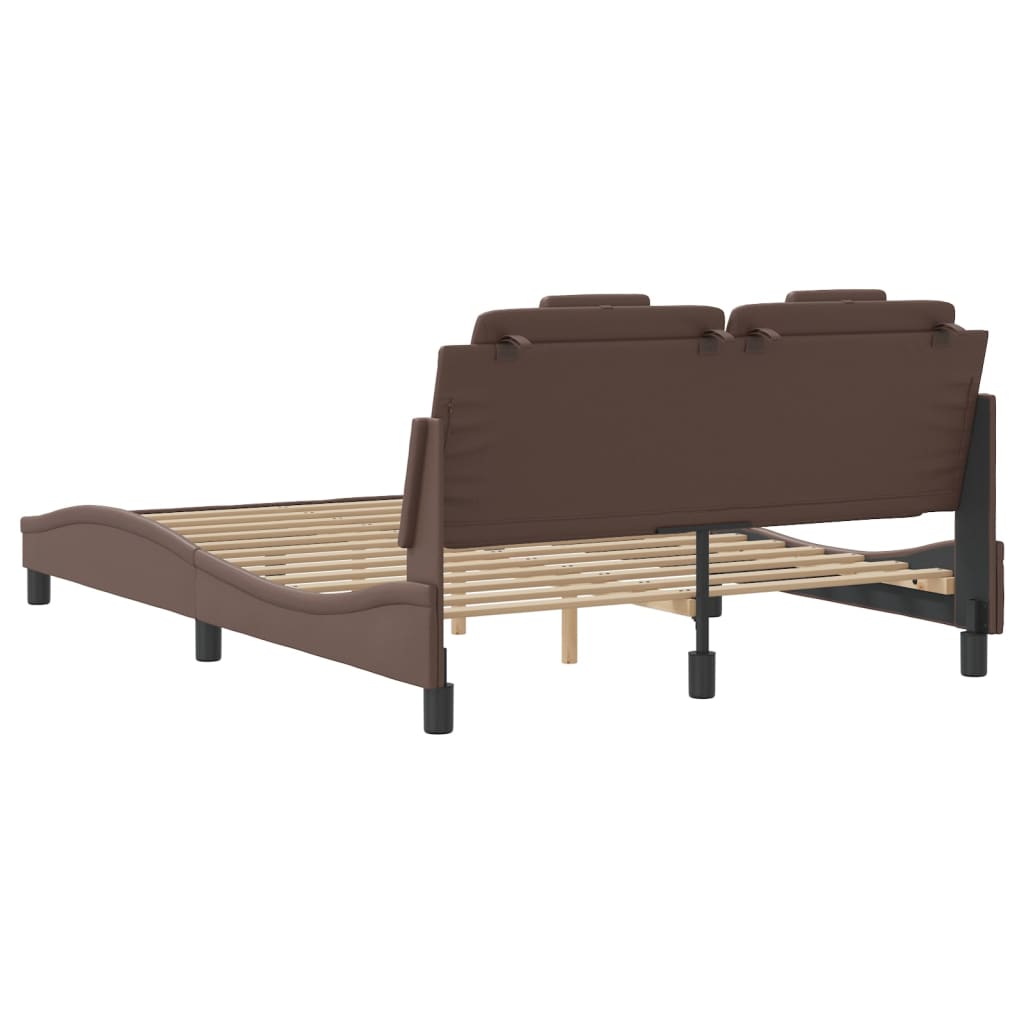 Cadre de lit avec LED sans matelas marron 140x190 cm