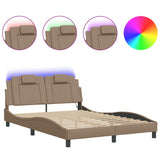 Bed frame with LED without mattress cappuccino 140x190 cm