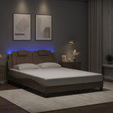 Bed frame with LED without mattress cappuccino 140x190 cm